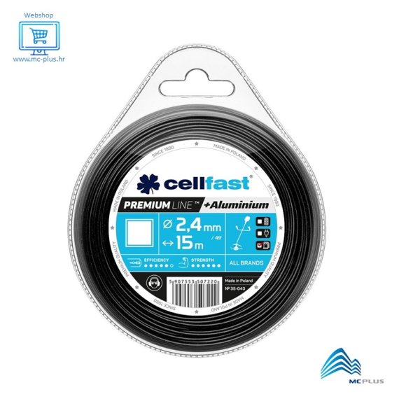 Cellfast plastična nit za košnju trave kvadrat premium 2.4mm x 15m