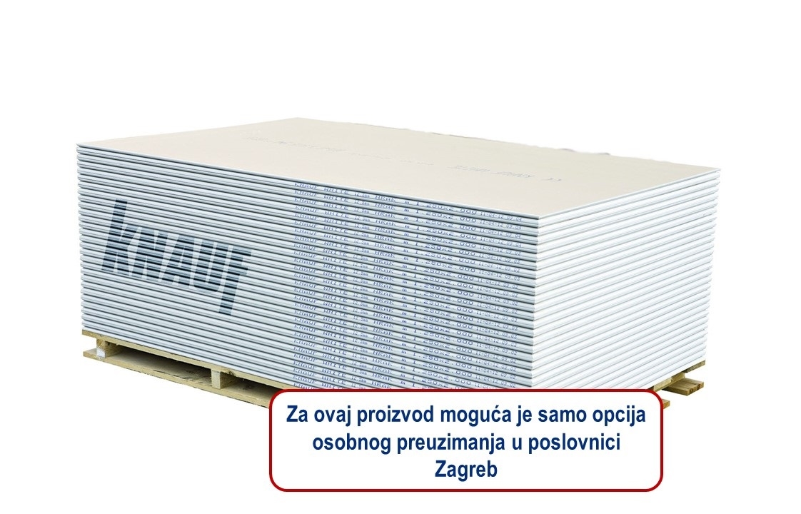 Knauf Ploča GKB 12,5/1250x2000 HRAK A13 2,50m2/kom, 140m2/pal