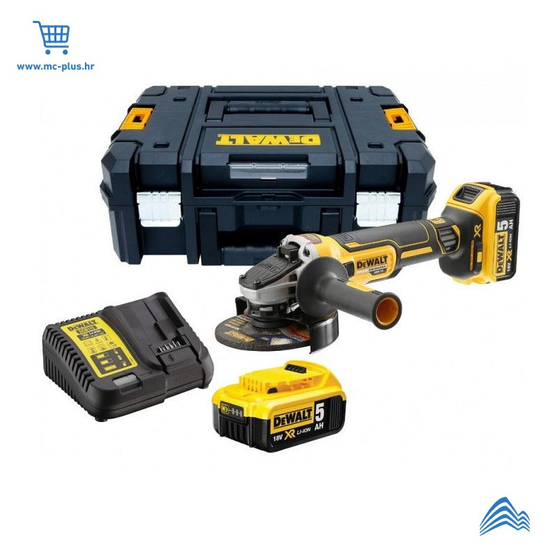 DCG405P2QW-DWL Dewalt aku kutna brusilica 125mm 18V 2x5,0 Ah Li-ion DCG405P2