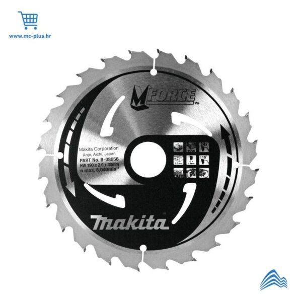 0088381336048 Makita kružni list 190x2x30/20/16 x24Z MFORCE B-08056