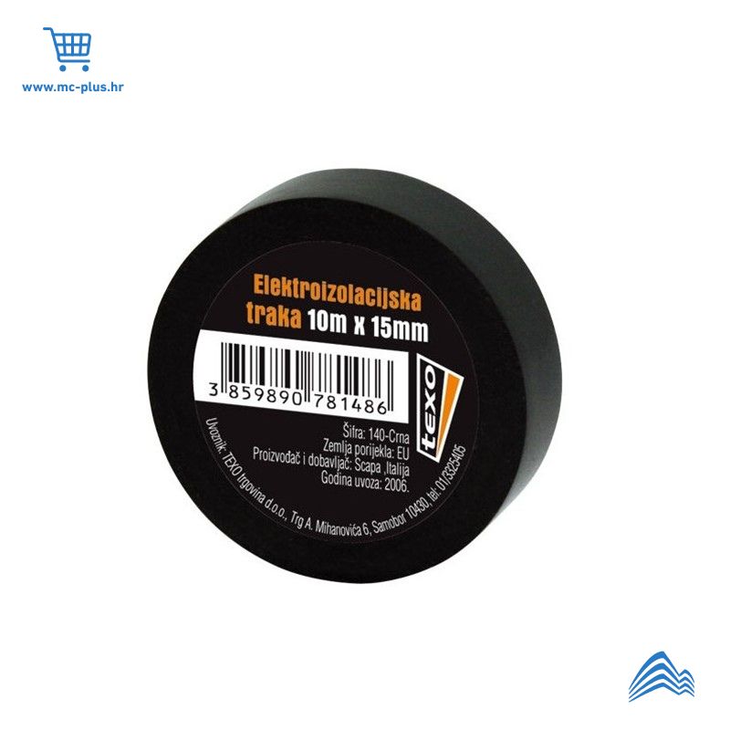 140/crna Texo elektroizolacijska traka crna 15mmx10m