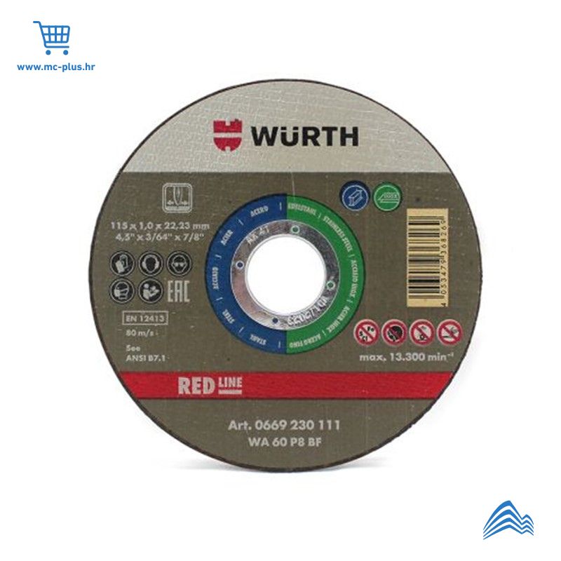 669 230111 Wurth rezna ploča inox 115x22,23